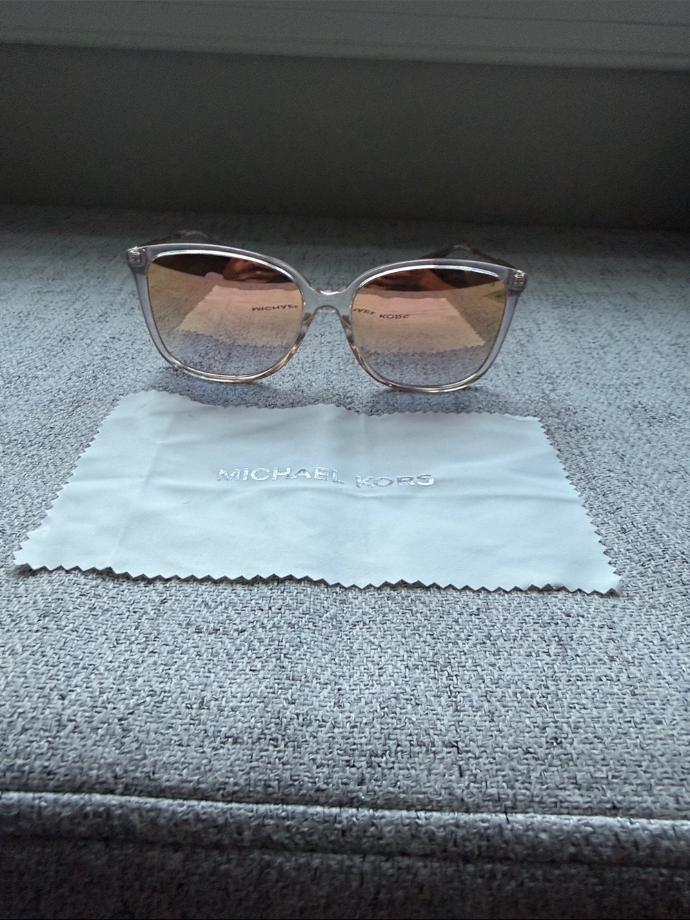 Michael Kors Women's Clear Frame Sunglasses with Pink Gradient Lenses